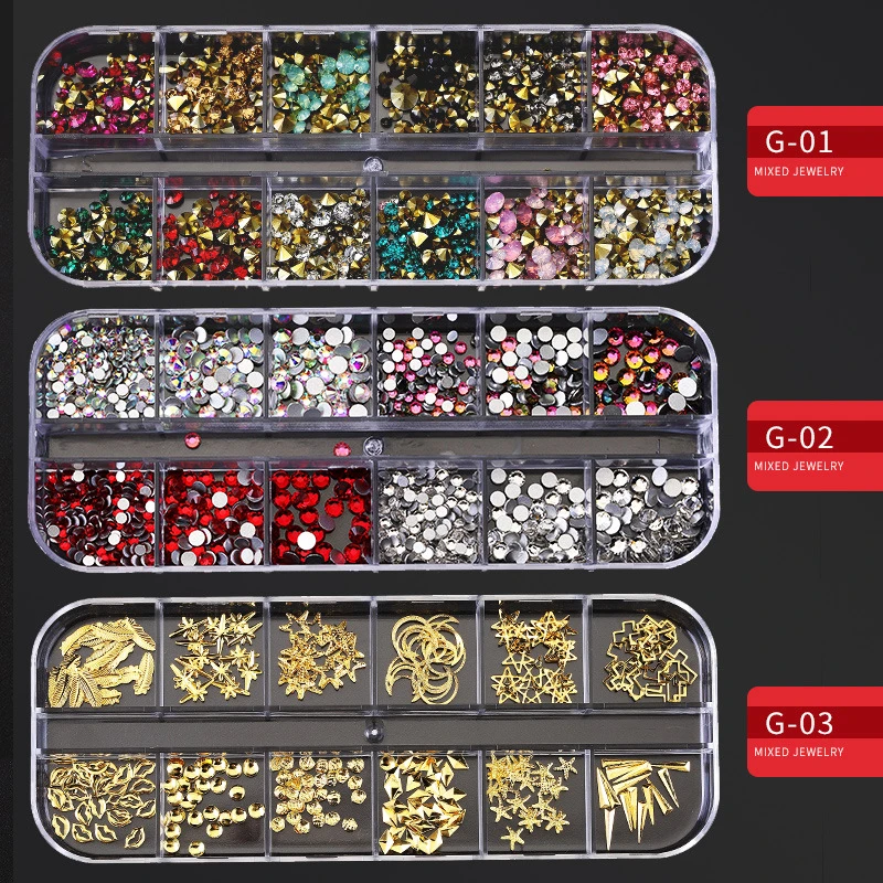 

Стразы для ногтей разных размеров с 12 сетками, 3D кристаллы AB, прозрачные камни для ногтей, драгоценные камни, жемчуг, самодельные Украшения для ногтевого дизайна, золотые и серебряные заклепки