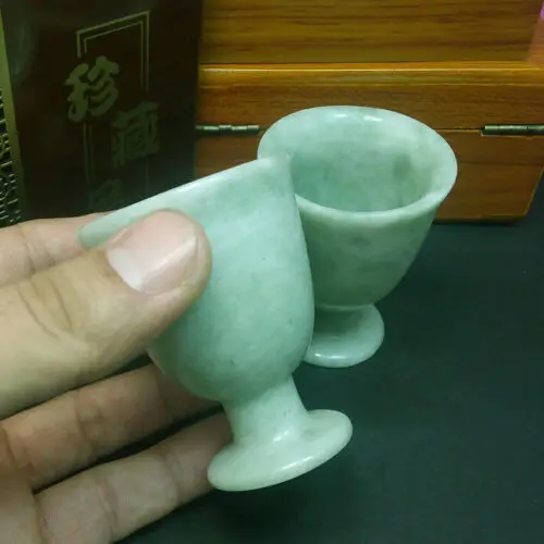 

China handmade jade carving natural Jade wine cup A pair