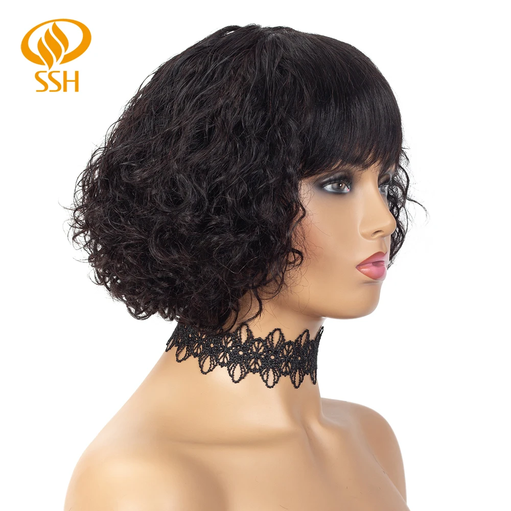 SSH парики из человеческих волос с волнистой кутикулой для черных женщин