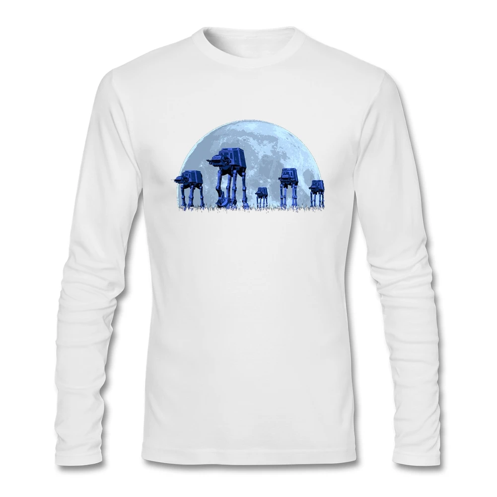 Мужская футболка круглый вырез, длинный рукав хлопок AT-AT STAR WARS лучшие дизайнерские футболки для мужчин s