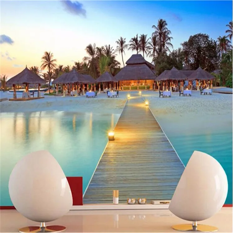 Фото обои высокого качества Пляж пейзаж Природный вид на море украшение дома