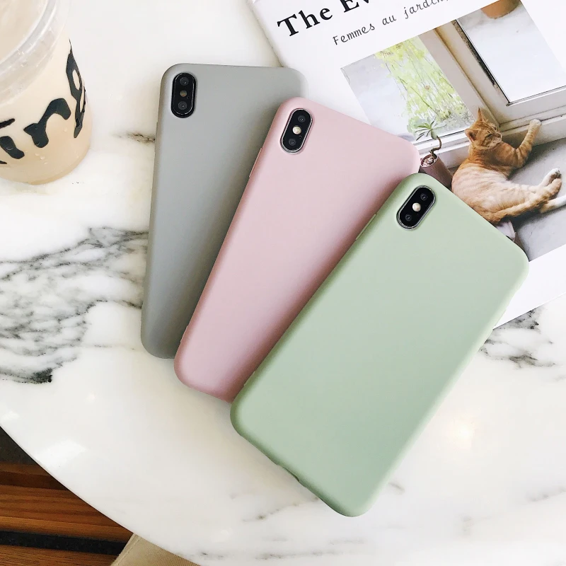 Силиконовый матовый чехол ярких цветов для iPhone XS Max XR X 10 8 7 6 6S Plus, модный простой мягкий чехол из ТПУ для iPhone 11 Pro Max Funda