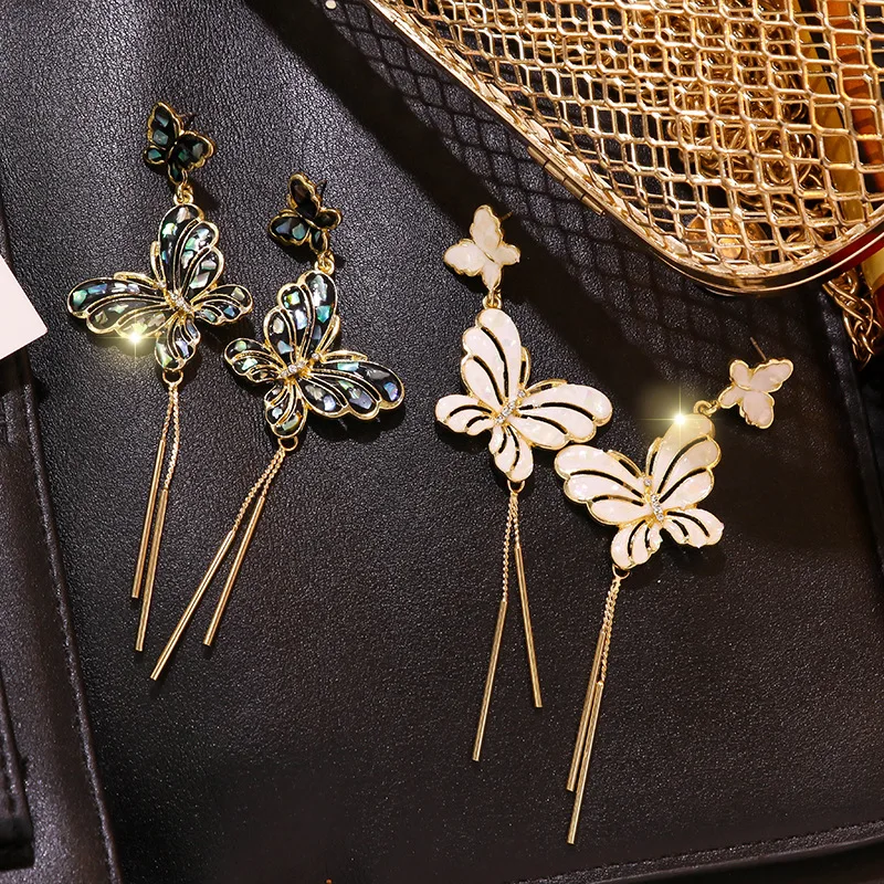 Лидер продаж модные длинные висячие серьги с бабочками и кисточками для женщин