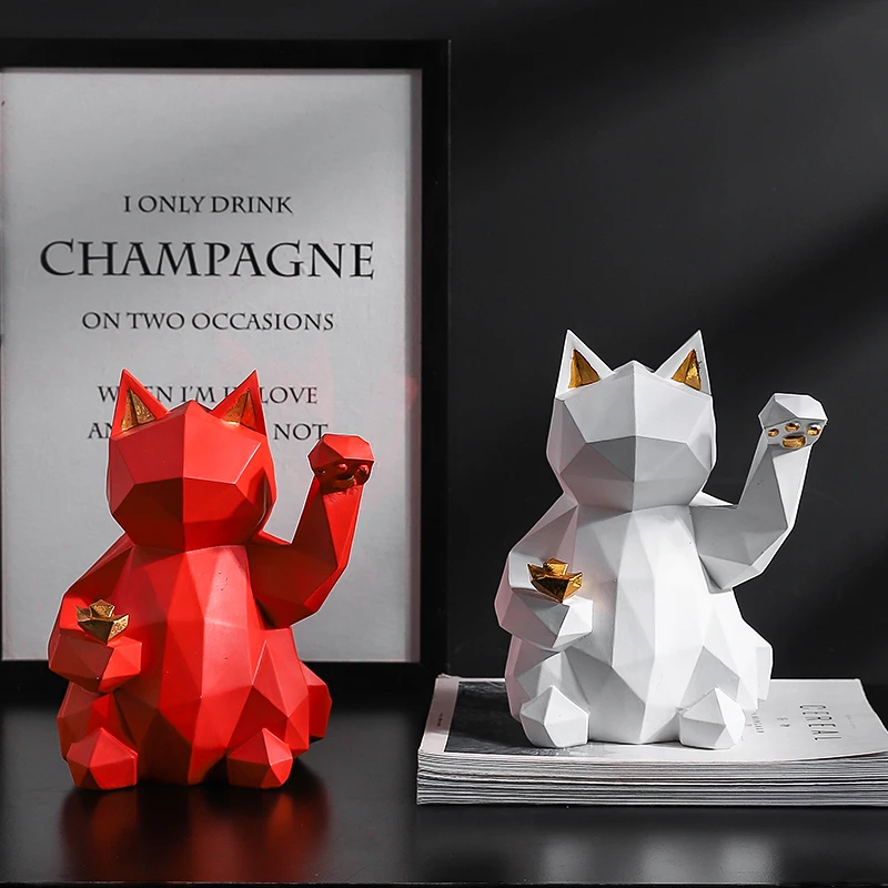 Скандинавский стиль Lucky Cat украшение для гостиной геометрические маленькие офисные дома для комнаты, предметы домашнего обихода креативные кулер для вина украшения - Цвет: Type 7 large