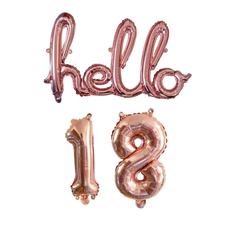 Золотой 1 комплект 16 дюймов шар из фольги с буквенным номером hello 30 50 18 розовый золотой серебряный золотой цвет на 30 день рождения украшение шар - Цвет: Золотой