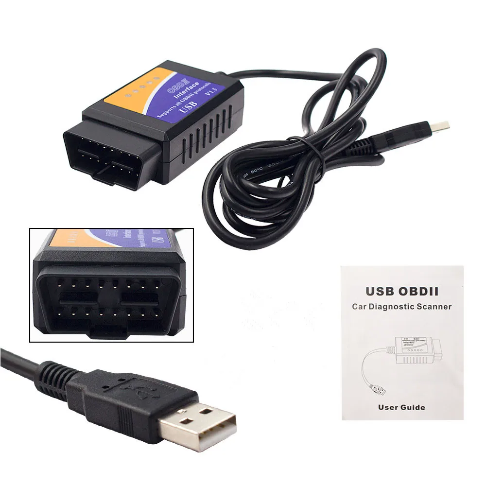 Автомобильный считыватель кодов ELM327 USB версия 1 5 V1.5 OBD/OBDII OBD2 сканер