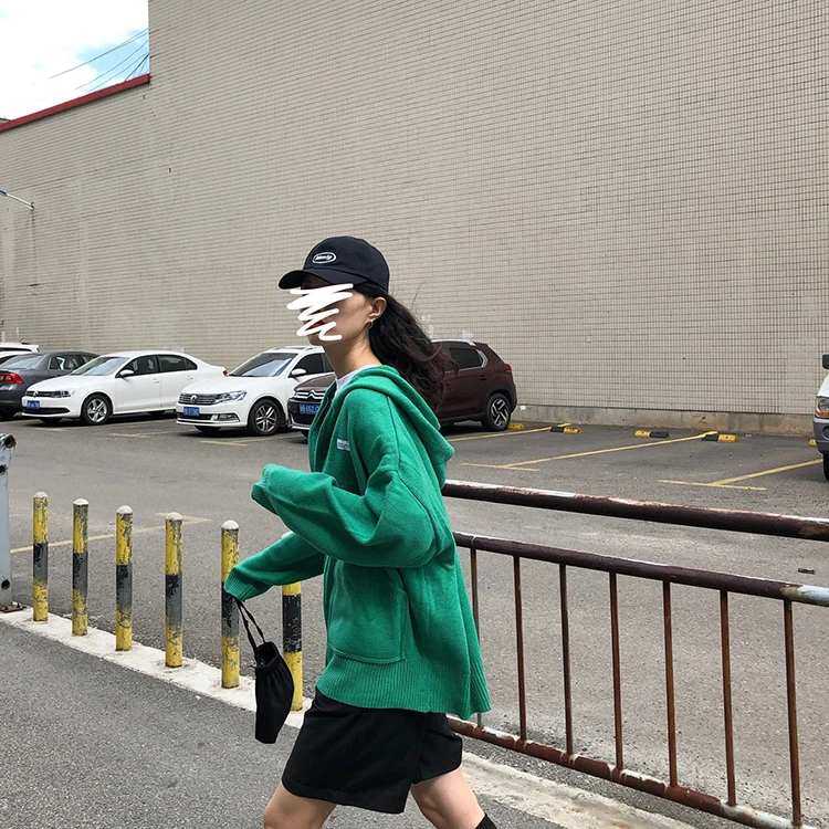 4 цвета 2019 осень и зима корейский стиль свободный большой карман на молнии свитер