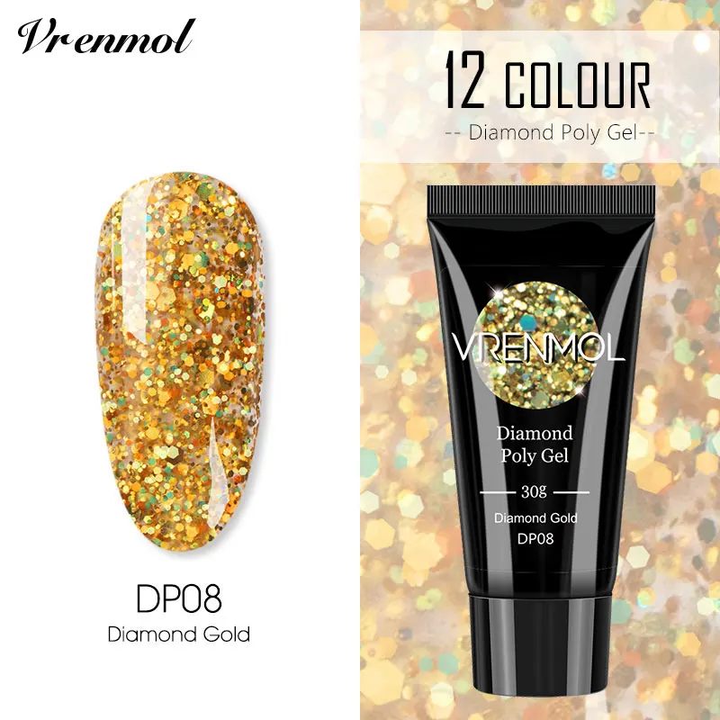 30ml DP08 Vrenmol Poly гель Semic Перманентный не чистый лак верхнее Базовое покрытие гель лак верхнее покрытие Базовое покрытие основа прозрачный гель лак - Цвет: 30ml DP08