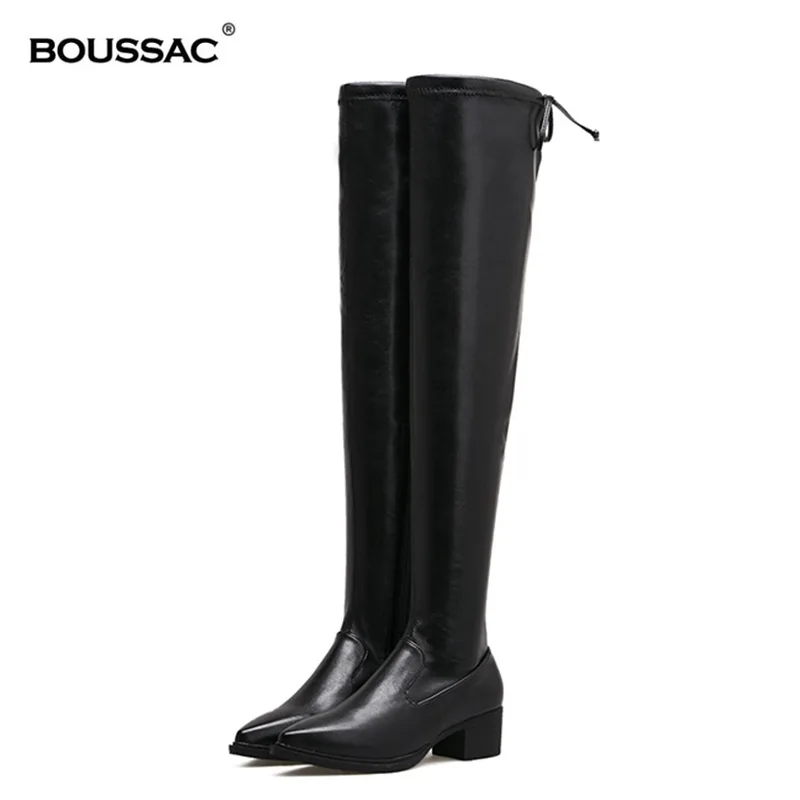 Boussac/ботфорты из эластичной замши с острым носком женские пикантные высокие