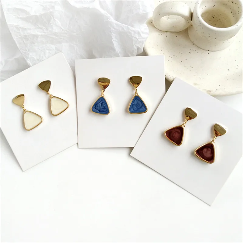 Женские металлические треугольные серьги изящные ювелирные изделия гвоздики