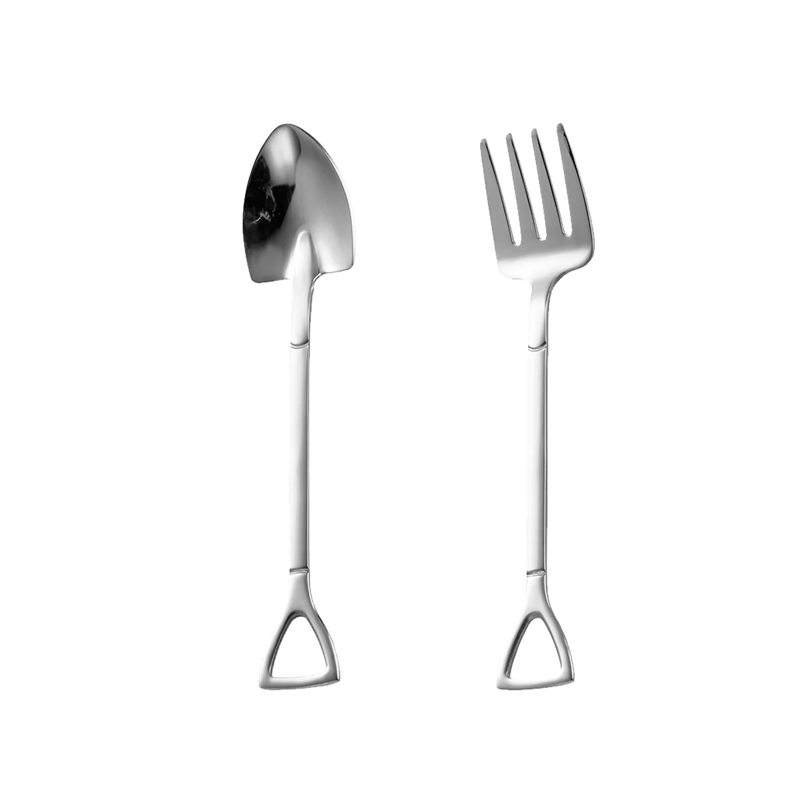 

2Pcs Shovel Spoon Fork Shovel Coffee Spoon Shovel Handle Dessert Spoon Ice Cream Spoon Shovel Shape Fork Fruit Fork