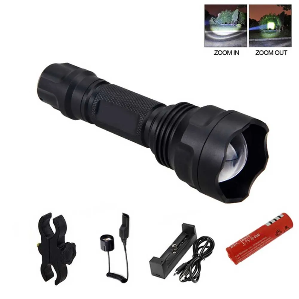Зеленый C8 CREE XM-T6 светодиодный 1 Режим Портативный Тактический супер яркий фонарик с батареей 18650 подходит для езды на велосипеде, кемпинга, туризма и охоты - Испускаемый цвет: Зеленый