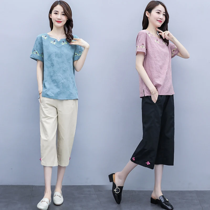Наборы для женщин Лето 2020 Новый Модный повседневный комплект из двух предметов