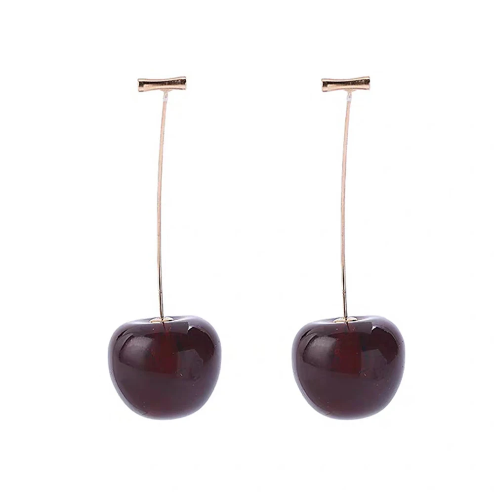 

Red cherry fruit earrings super fairy temperament long earrings personality wild sweet earrings women
