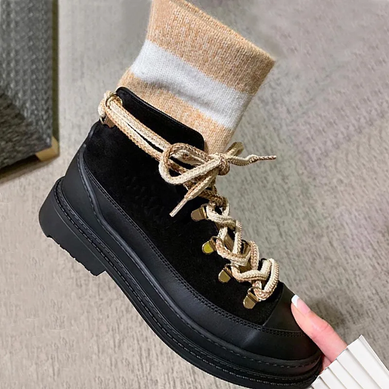 Шерстяные носки женские вязаные ботинки на плоской подошве смешанных цветов со