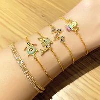 creative marine life lightning pendant gold bracelet for women crystal tennis turtle bracelets angel cz zirconia rainbow jewelry