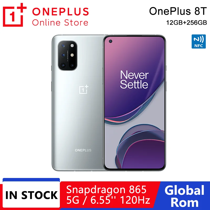 Глобальная прошивка OnePlus 8T 8 T 12 Гб 256 Snapdragon 865 5G смартфон 120 Гц активно матричные