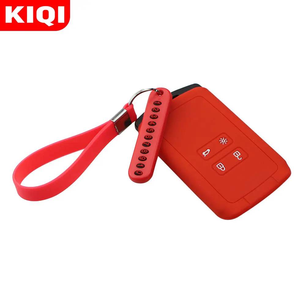 Силиконовый чехол для автомобильного ключа с картой номером телефона Renault Koleos