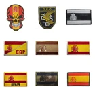 1 шт., Испанский флаг, вышитые нашивки, тактический военный патч, эмблема череп, Аппликации, испанские флаги, резиновые бейджи ПВХ, Policia GEO