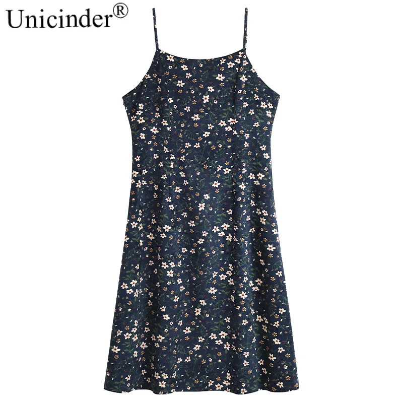 

unicinder 2021 Spring new product fat mm sanding strap base strap plus size women's floral dress 61059