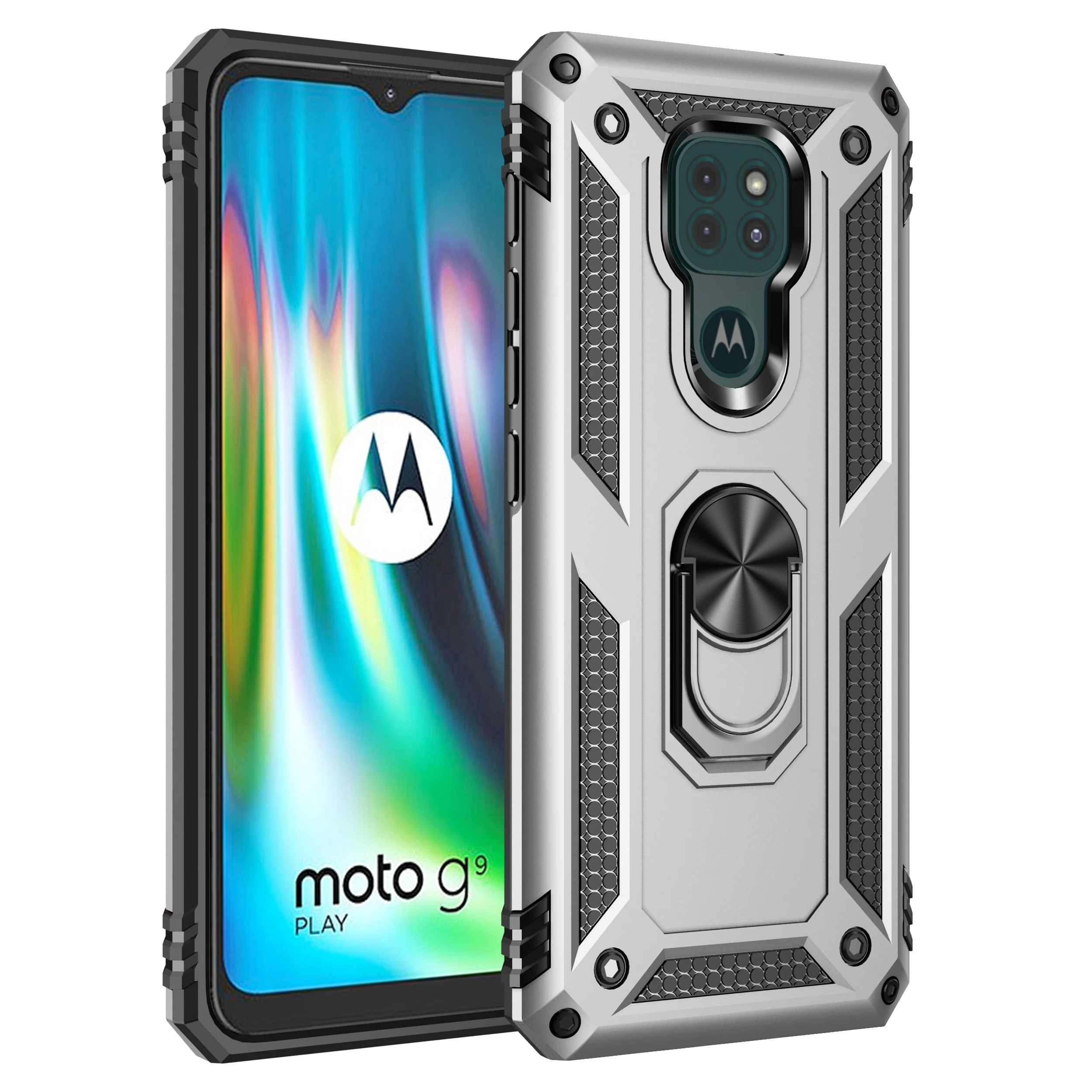 

Fashion Armor Anti Fall Phone Case For Motorola G100 G9 E7 G30 G10 Edge S G Plus Power Play Stylus 2021Stand Protection Cover