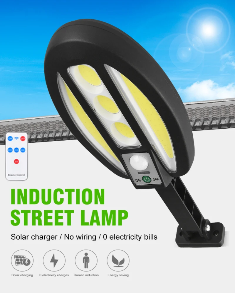 

Solar Street Lights With Remote Control Outdoor Solar Lamp 3 Light Mode Waterproof Motion Sensor Security Lighting For Garden