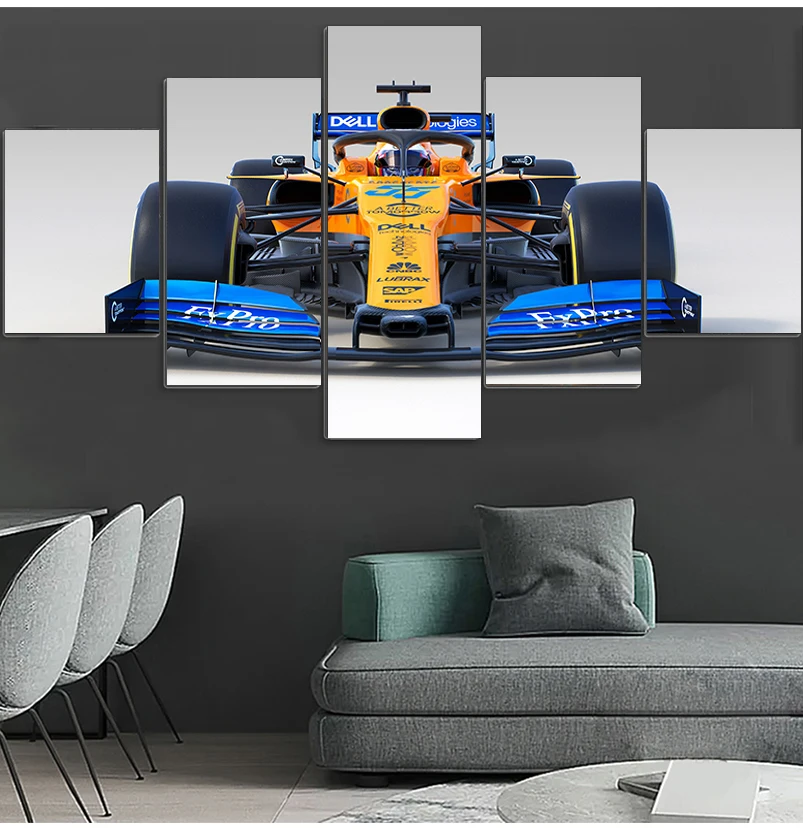 

5 Pieces Mclaren F1 Race Car Wall Art Vehicle Posters Prints Picture Raceway Racing Sport Canvas Painting Living Room Bedroom