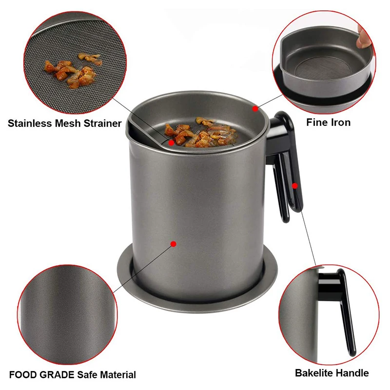 Контейнер для смазки бекона с мелким сетчатым фильтром 6 8 л/чашек контейнер