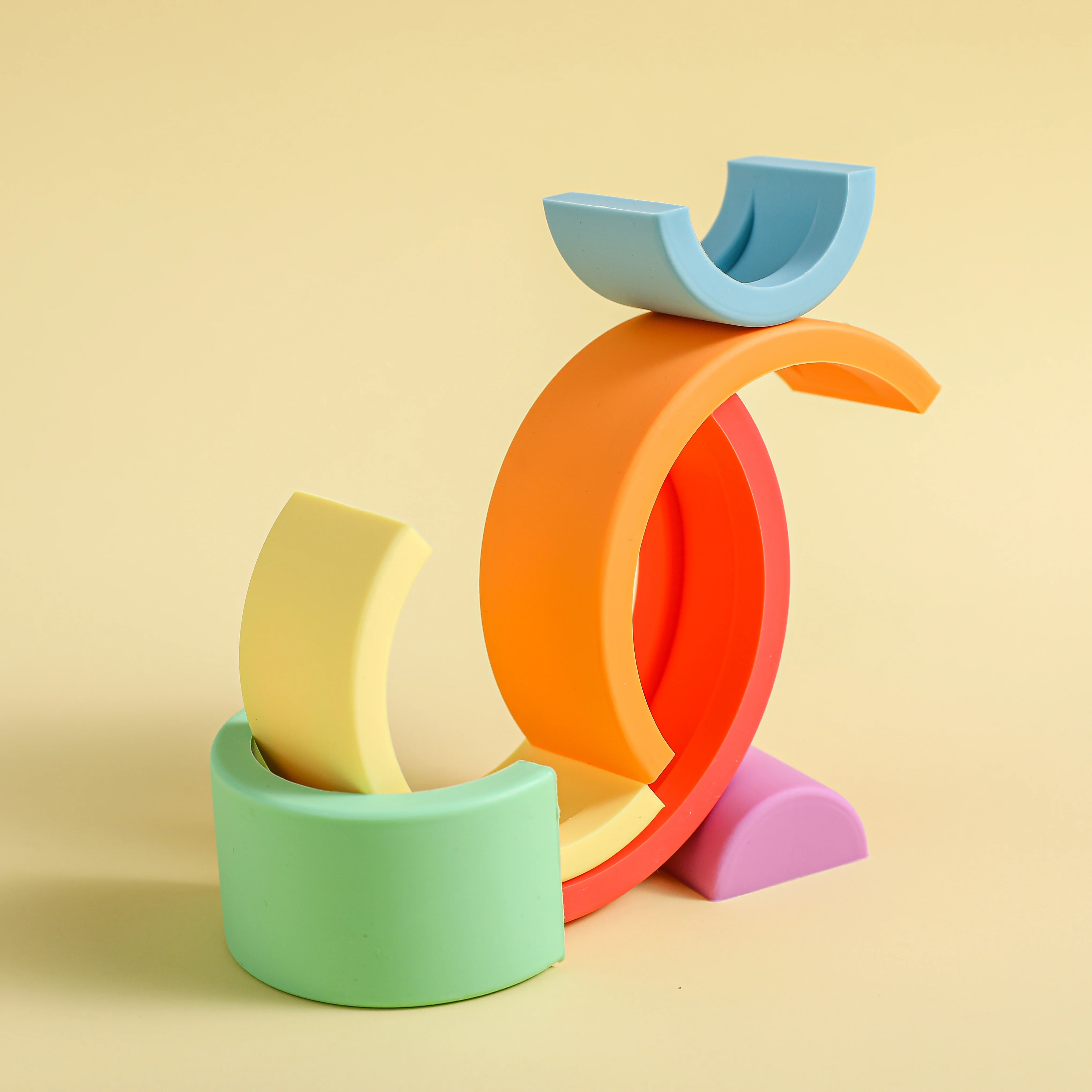 

INS Rainbow Soft Building Blocks Silicone Stacking Blocks Children Montessori Early Learning Stacked Balance Educational Toys
