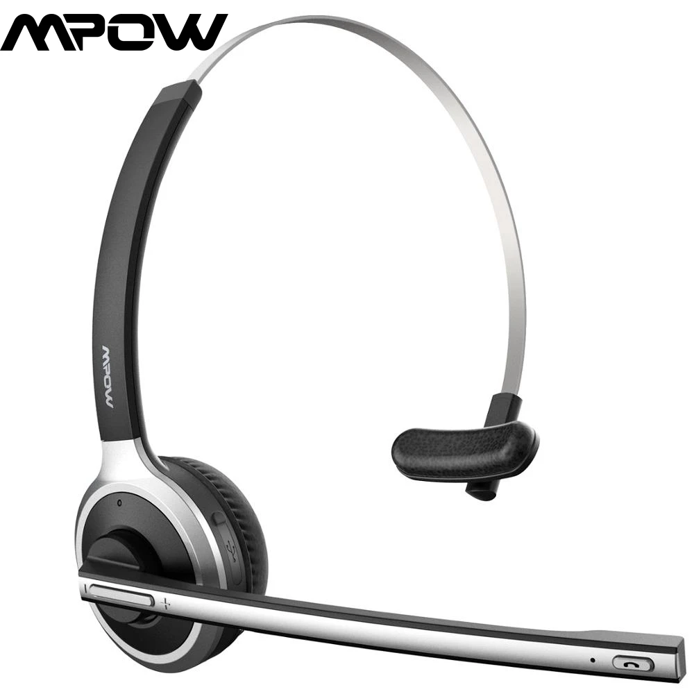 MPOW профессиональная Bluetooth беспроводная гарнитура для водителей Hands Free со встроенным микрофоном через голову наушник шумоподавление
