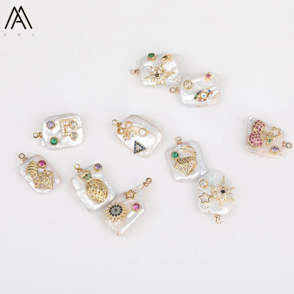 Нежные женские прямоугольные бусины барочного жемчуга украшенные разноцветными