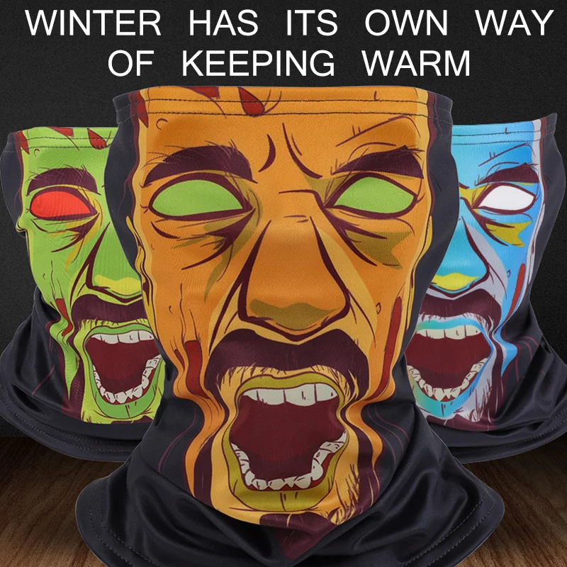 Зимняя велосипедная маска с 3D комиксами теплый шарф уличная Ветрозащитная на