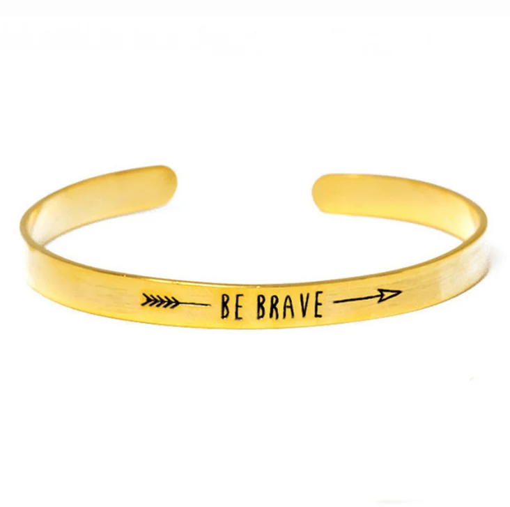 Золотистый Круглый Розовый Серебристый Браслет-манжета с буквами Be Brave Модный