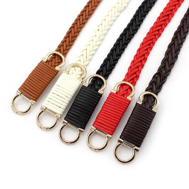 

1PC Hot Sale thin High Quality Candy Color Braid Belt Fashion Newest For Dress Ladies Female Belt Womens Belt PU Pin Buckle