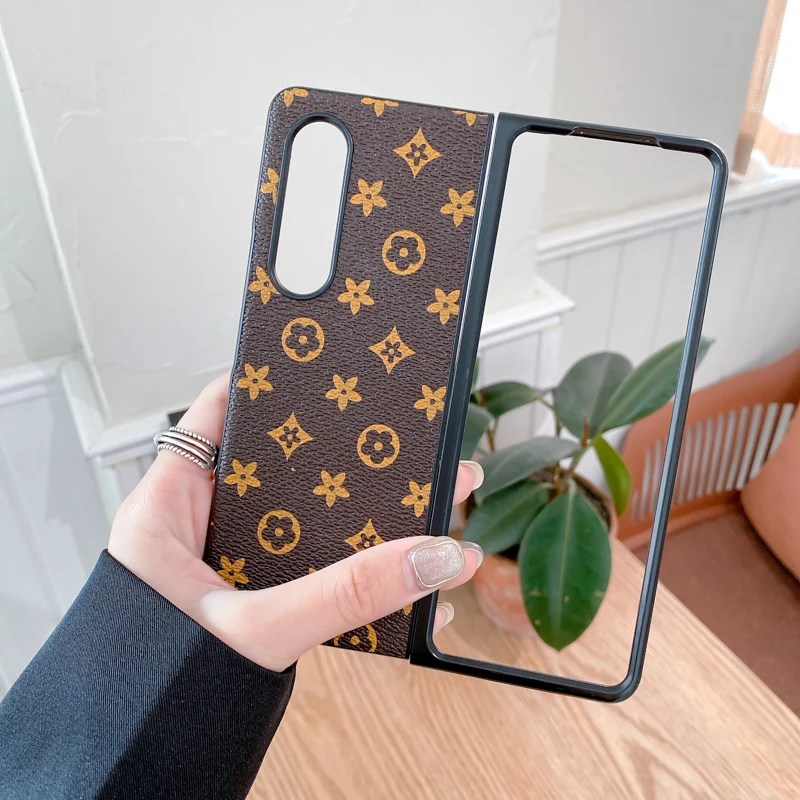 

Luxury Brand Leather Phone Case for Samsung Galaxy Z FOLD 3 Z FOLD 2 W22 5G Z FLIP 3 Folding Fashion Style Protection Cover