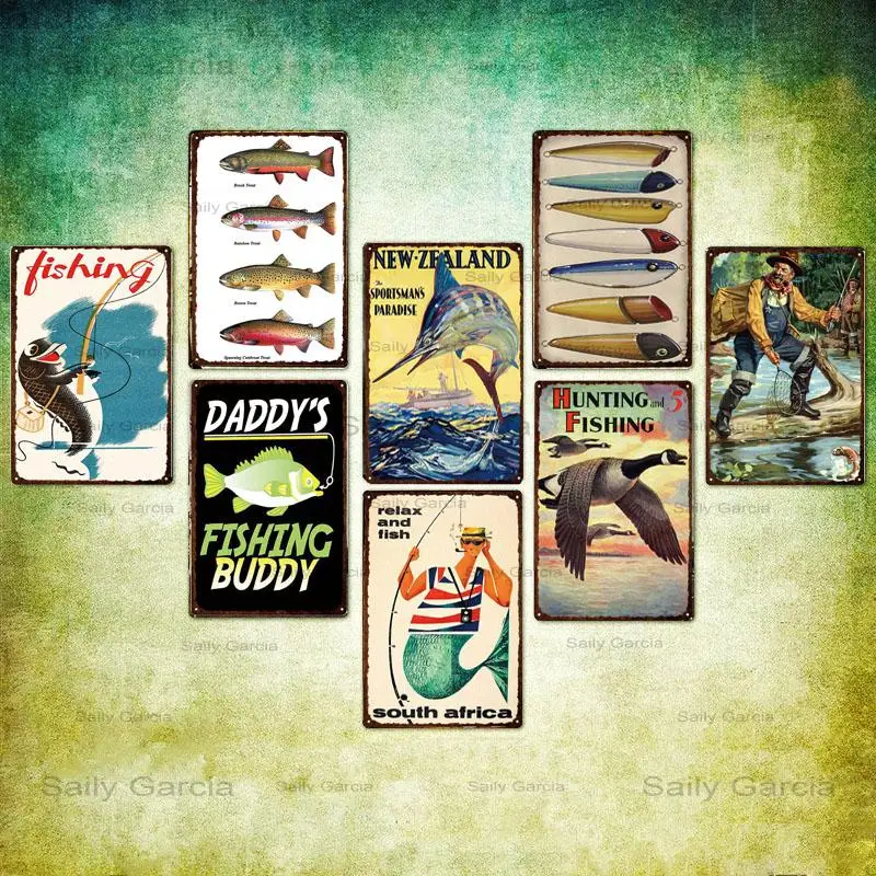 

Металлические плакаты с изображением рыбалки, винтажные плакаты, металлическая жестяная вывеска для паба, бара, рыбы, животных, настенное и...