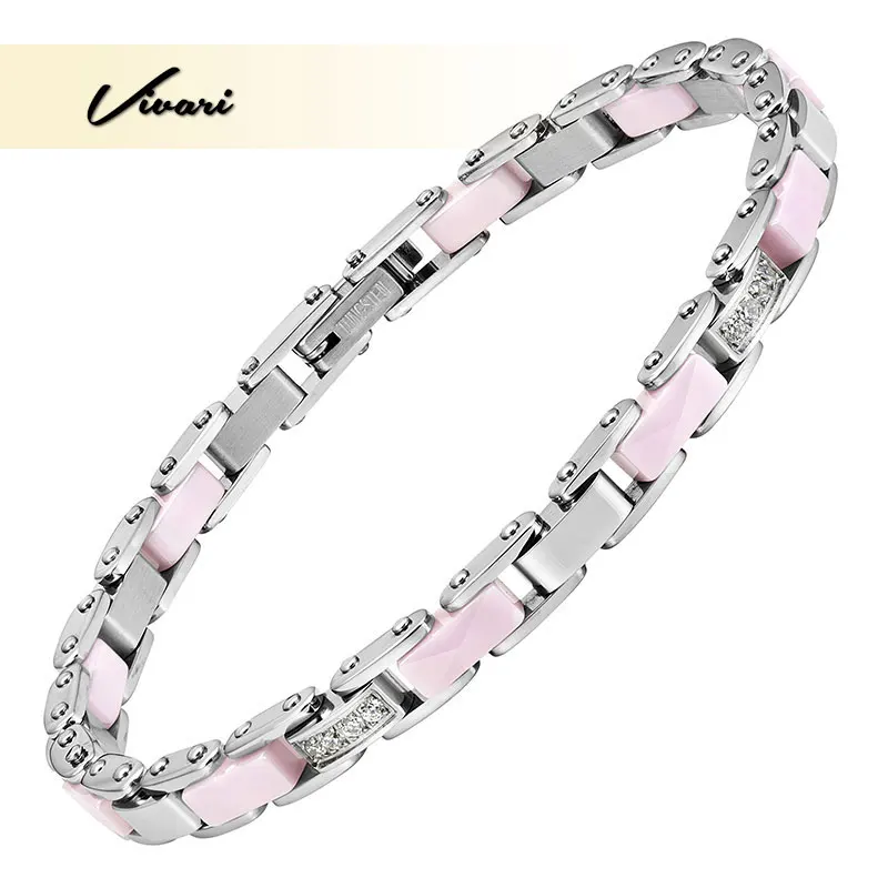 Женский керамический браслет Vivari из нержавеющей стали с кристаллами ювелирные