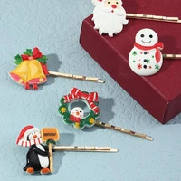 5pcsset christmas hair pins cute santa claus bell snowman hairgrips for kids girl women hair accessories