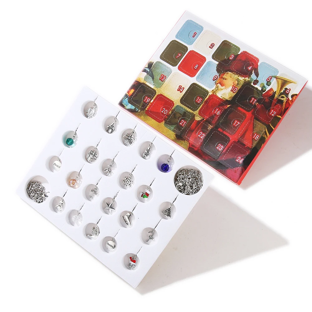 

Christmas Advent Calendar DIY Charms Bracelet Necklace with Pendants Jewelry Set TC21