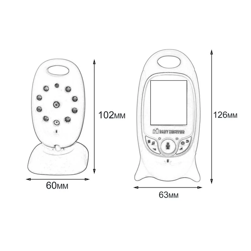 Беспроводной цифровая радионяня 2 дюймов Цвет Дисплей Камера Ночное Видение безопасности двухстороннее разговаривать Температура мониторинга VB601