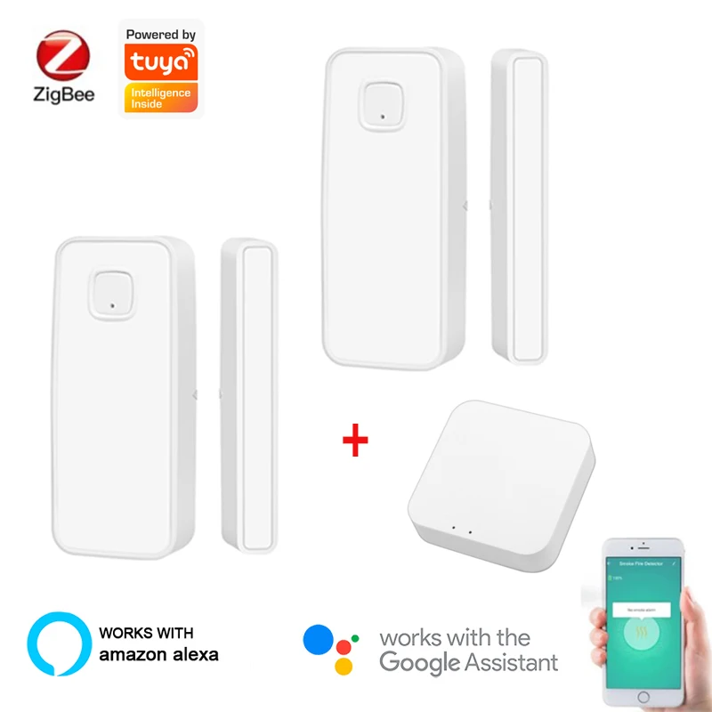 

Zigbee Tuya Smart WiFi Shock Door Sensor Door Open/Closed Detectors WiFi App Notification Alert/Security Alarm With Alexa Google