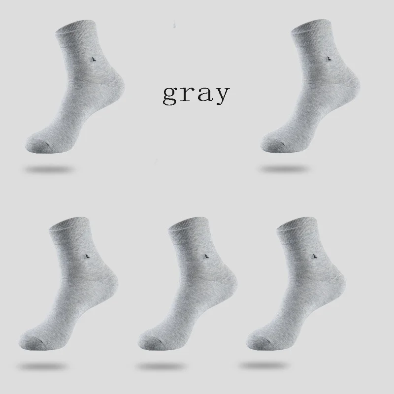 gray Высококачественные мужские хлопковые носки новые 5 пар/партия черные деловые дышащие дезодоранты теплые осенние и зимние подходят для мужчин - Цвет: gray