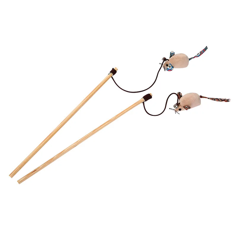 Игрушка для кошек деревянная забавная палочка ручной работы с колокольчиками