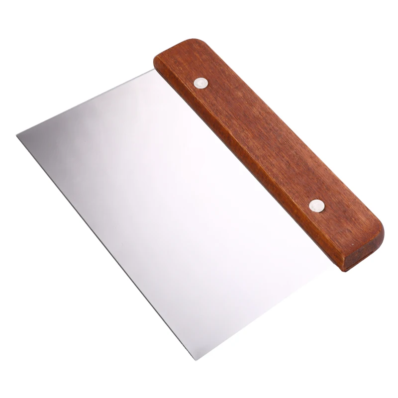 Stainless Steel Flour Scraper Patch Slicing Knife Pancake Cake Rice Noodles Wooden Handle Dough | Дом и сад