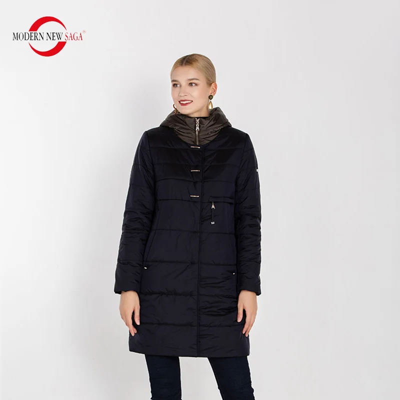 MODERN NEW SAGA 2020 Осеннее Женское Пальто Зимняя Длинная Куртка С Капюшоном Хлопковое