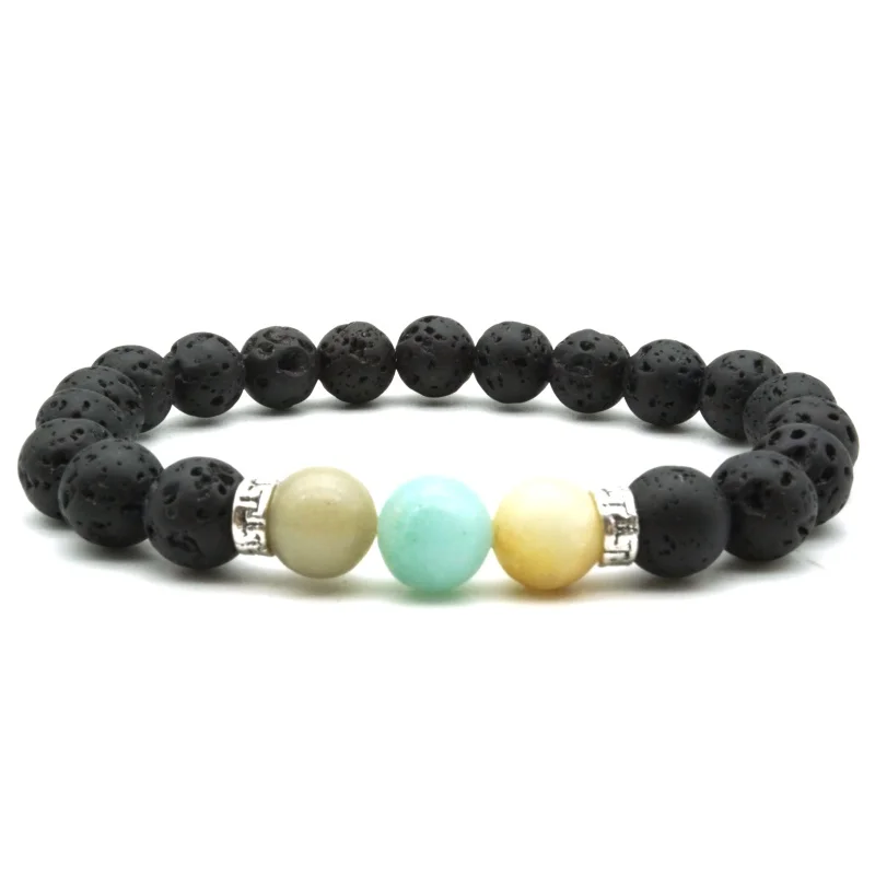 Золото 8 мм амазонит камень черный из вулканической лавы бусины эфирное масло