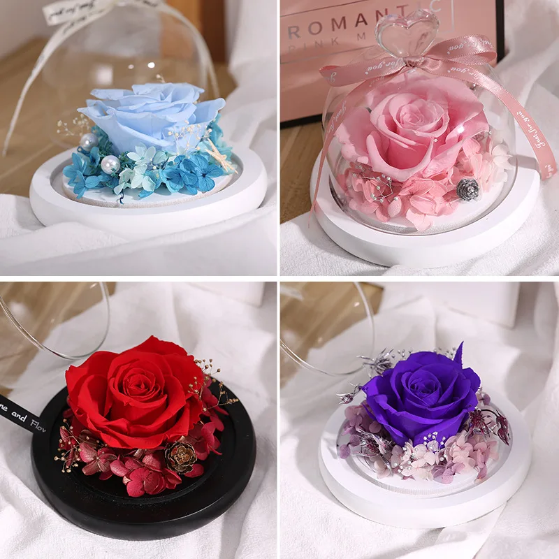 

Eternal Roses Artificial Flowers In Grass Cover Real Rose Beauty The Beast for Valentines Day Girlfriend Birthday Gift