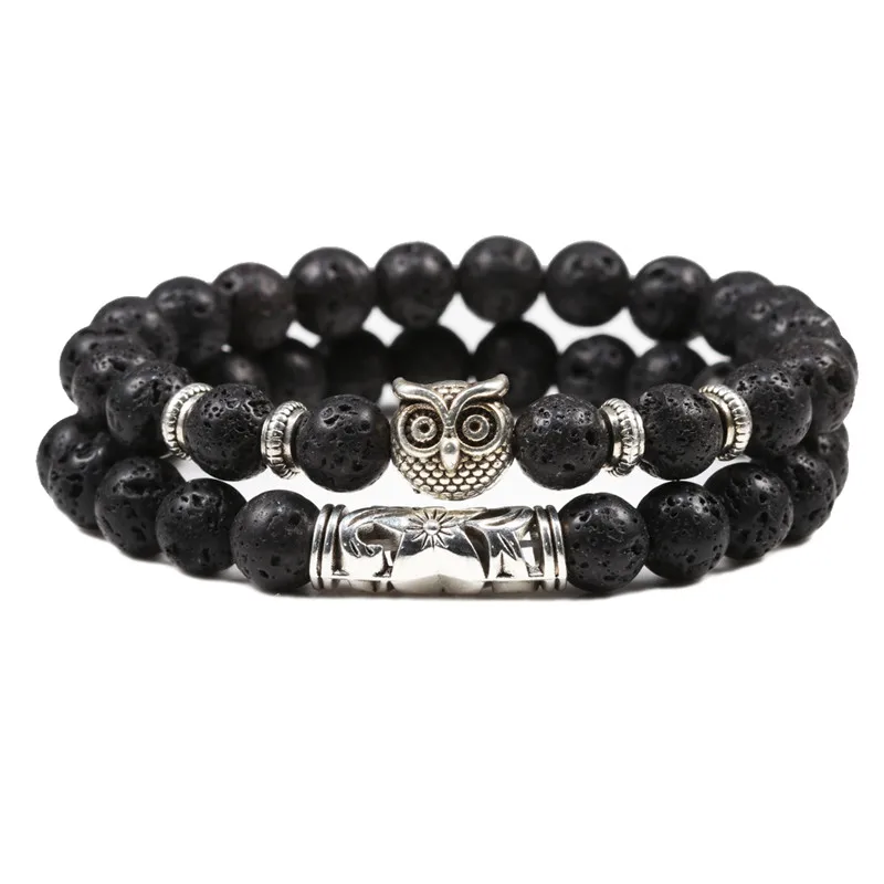 Браслеты унисекс из натуральной лавы 2 шт./компл. | Украшения и аксессуары