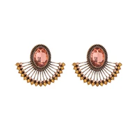 faceted oval crystal stud earrings pave crystal fan fringe stud earrings for woman