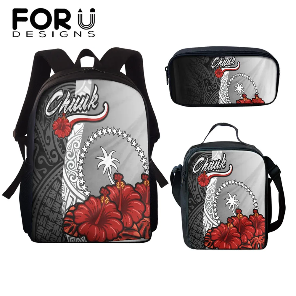 Polinésia com Chuuk Mochila para o Estudante Crianças à Moda de Volta Pacote de Livro do Miúdo Forudesigns Impresso Set Primária Bagpacks 3 Pçs –